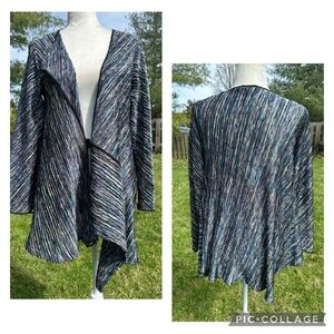 Vintage Lee Andersen Blue Purple Tonal Knit Asymmetric Cardigan Art to Wear XS S